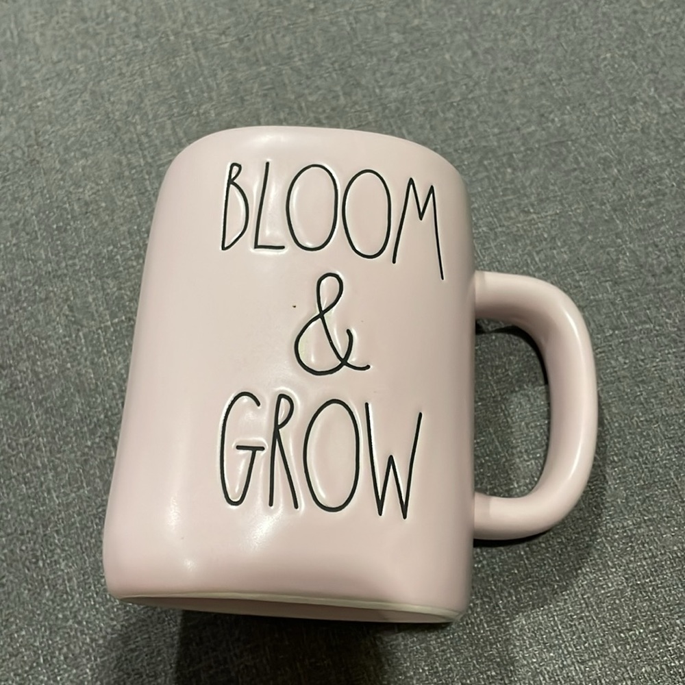Rae Dunn BLOOM & GROW pearly pink mug